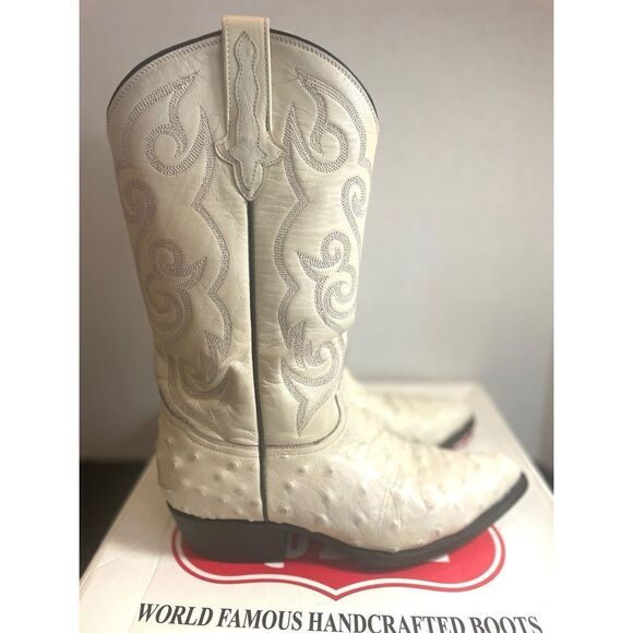 RARE🔥 RUDEL Ivory Goat Ostrich Cowboy Leather Boots Men's Size 7.5 EEWestern - Picture 7 of 15